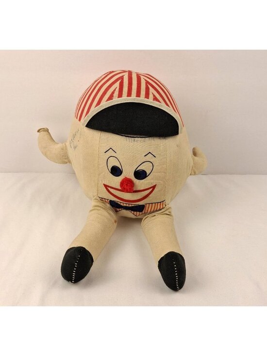 Unknown Other - VTG Humpty Dumpty Cloth Doll W/ Red Striped Hat & Bow Tie 1940s Handmade Figure